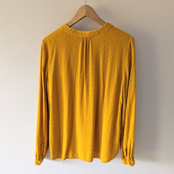 LOFT Swiss Dot Blouse in Mustard Yellow Size M - Picture 4 of 7